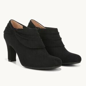 LifeStride Corie Ankle Bootie Microsuede Round Toe Black Womens Size US 10 EU 40